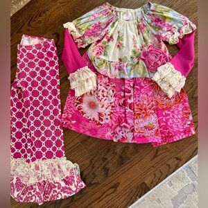 Giggle Moon Cream and Pink Floral Skirt